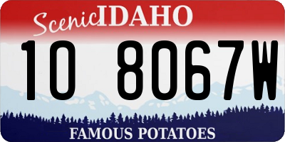 ID license plate 1O8067W