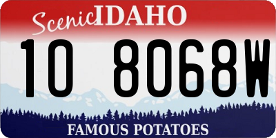 ID license plate 1O8068W