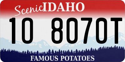 ID license plate 1O8070T