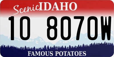 ID license plate 1O8070W