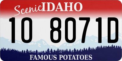 ID license plate 1O8071D