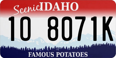 ID license plate 1O8071K