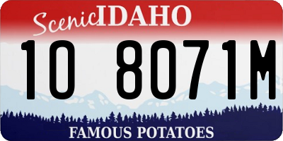 ID license plate 1O8071M