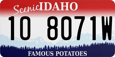 ID license plate 1O8071W
