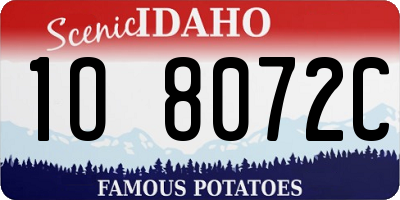 ID license plate 1O8072C