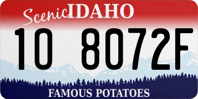 ID license plate 1O8072F