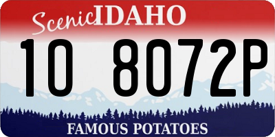 ID license plate 1O8072P