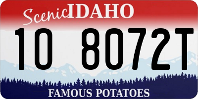 ID license plate 1O8072T