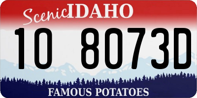 ID license plate 1O8073D