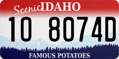 ID license plate 1O8074D