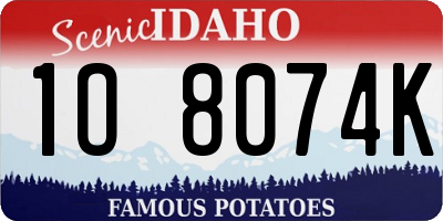 ID license plate 1O8074K