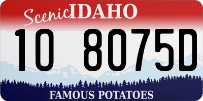 ID license plate 1O8075D