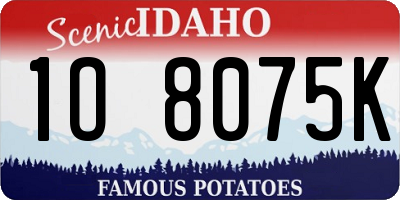 ID license plate 1O8075K
