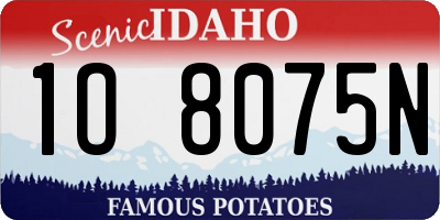 ID license plate 1O8075N