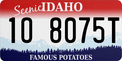 ID license plate 1O8075T