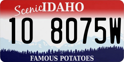ID license plate 1O8075W