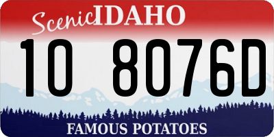 ID license plate 1O8076D