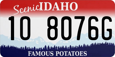 ID license plate 1O8076G