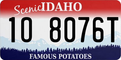 ID license plate 1O8076T