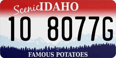 ID license plate 1O8077G