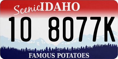 ID license plate 1O8077K