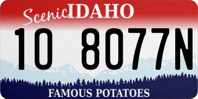 ID license plate 1O8077N