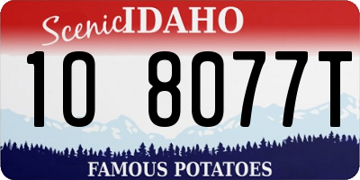 ID license plate 1O8077T