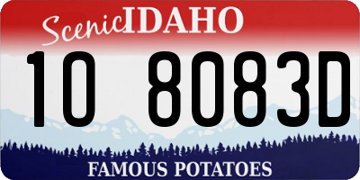 ID license plate 1O8083D