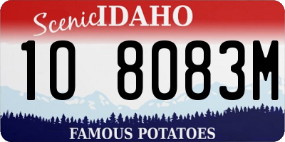 ID license plate 1O8083M