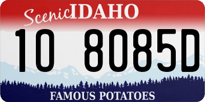 ID license plate 1O8085D