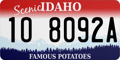 ID license plate 1O8092A