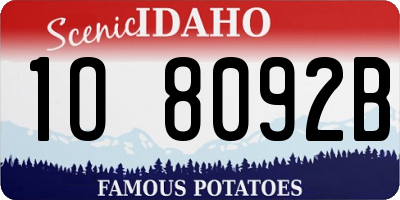 ID license plate 1O8092B