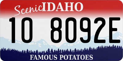 ID license plate 1O8092E