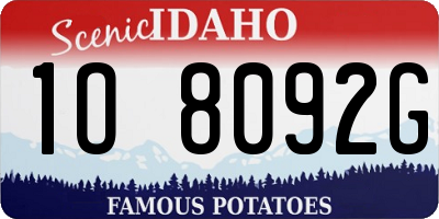 ID license plate 1O8092G