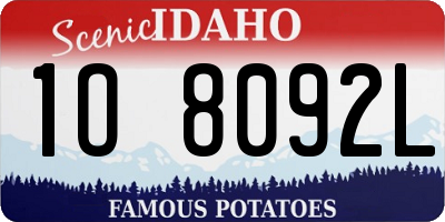 ID license plate 1O8092L