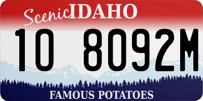 ID license plate 1O8092M