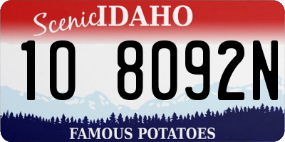 ID license plate 1O8092N