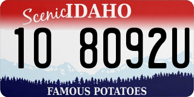 ID license plate 1O8092U