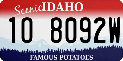 ID license plate 1O8092W