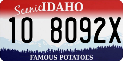 ID license plate 1O8092X