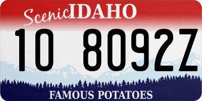 ID license plate 1O8092Z