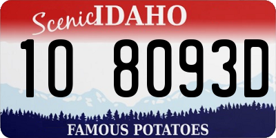 ID license plate 1O8093D