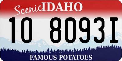 ID license plate 1O8093I