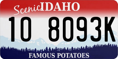 ID license plate 1O8093K