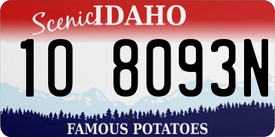 ID license plate 1O8093N