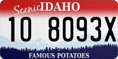 ID license plate 1O8093X