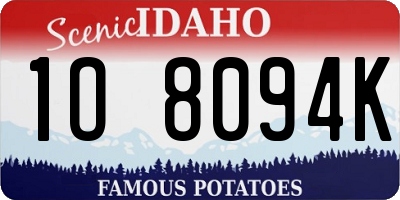 ID license plate 1O8094K