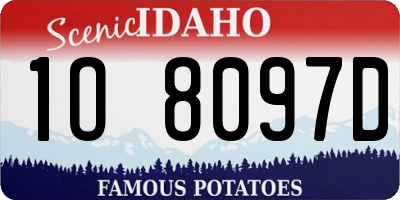 ID license plate 1O8097D