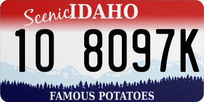 ID license plate 1O8097K