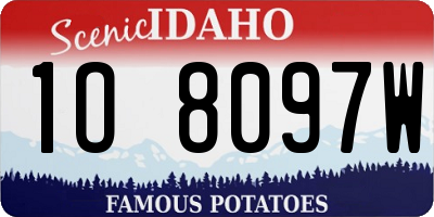 ID license plate 1O8097W